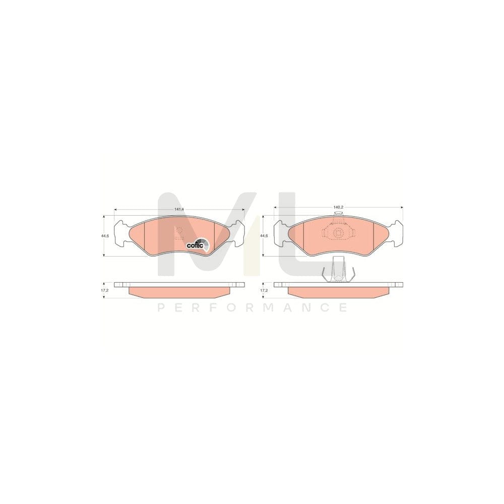 TRW Cotec Gdb1221 Brake Pad Set Not Prepared For Wear Indicator