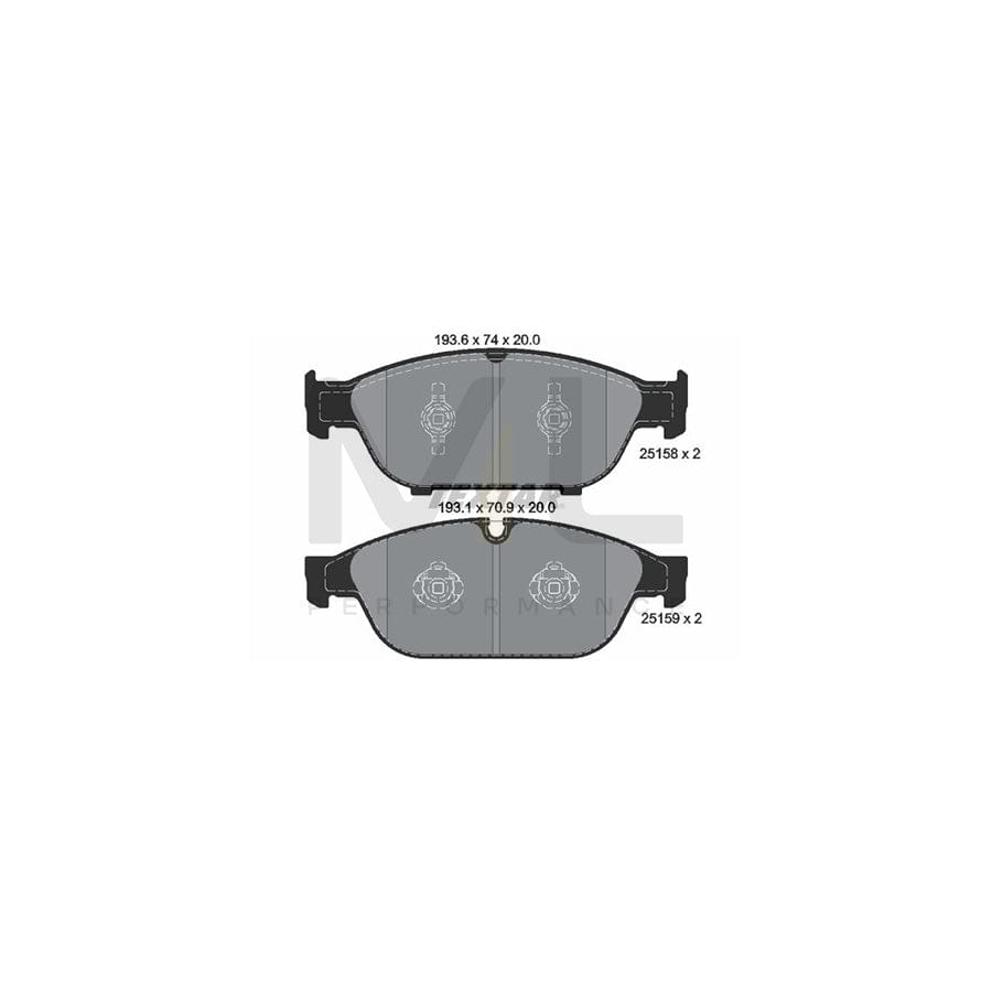 TEXTAR 2515802 Brake pad set not prepared for wear indicator