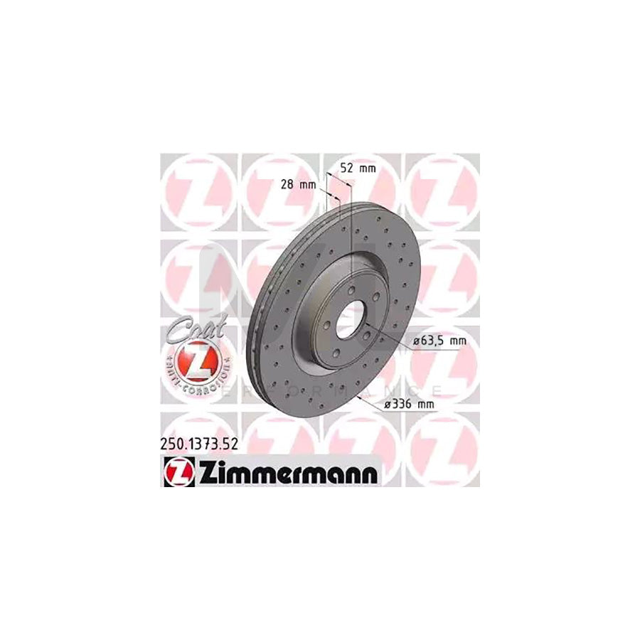 ZIMMERMANN SPORT COAT Z 250.1373.52 Brake Disc for FORD Focus Mk2 Hatchback (DA_, HCP, DP) Internally Vented, Perforated, Coated - 1 piece