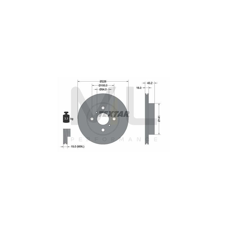 TEXTAR 92113200 Brake Disc for TOYOTA Starlet IV Hatchback (P80) Internally Vented, without wheel hub, without wheel studs - 1 piece