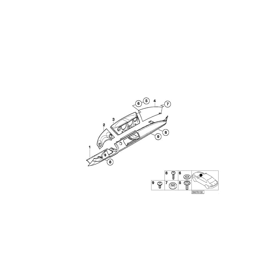 Genuine BMW 51457026262 E52 Cover, Dashboard, Left STRATUS MET (Inc. Z8)
