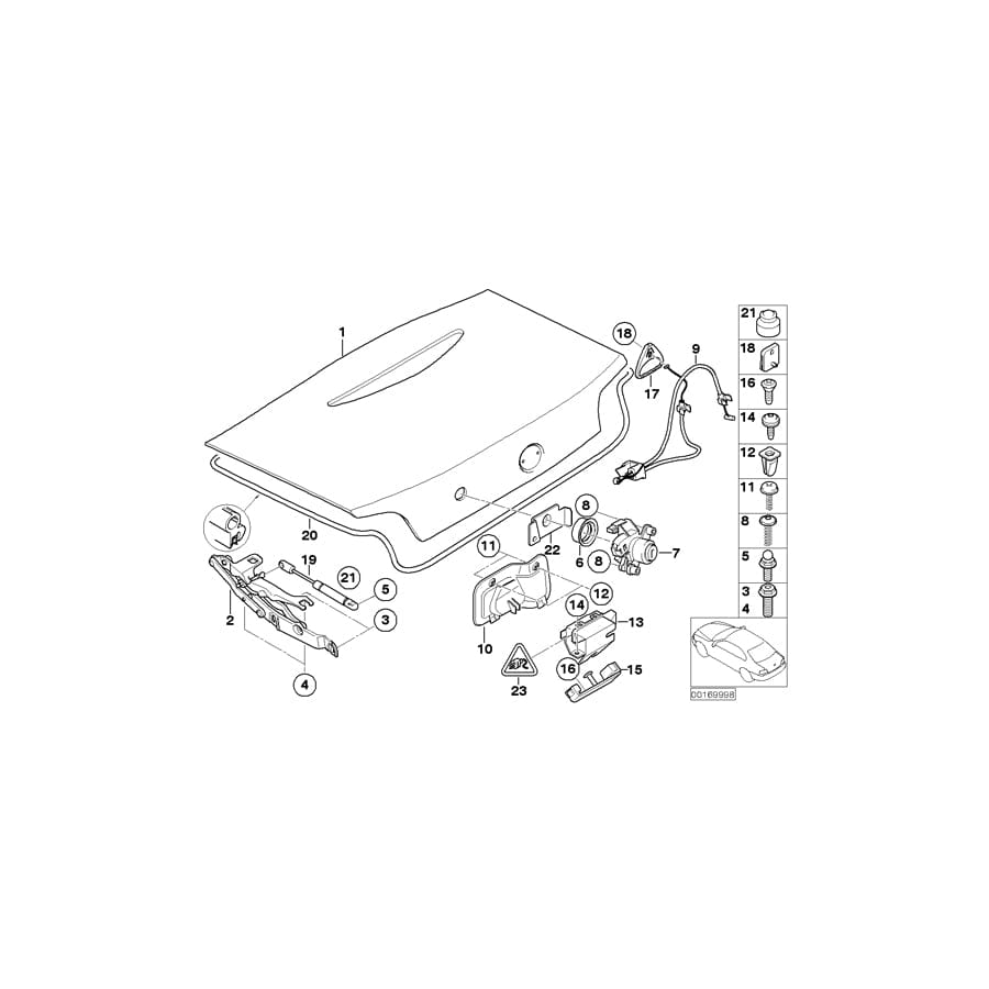 Genuine BMW 51247073980 E85 Catch With Key (Inc. Z4)
