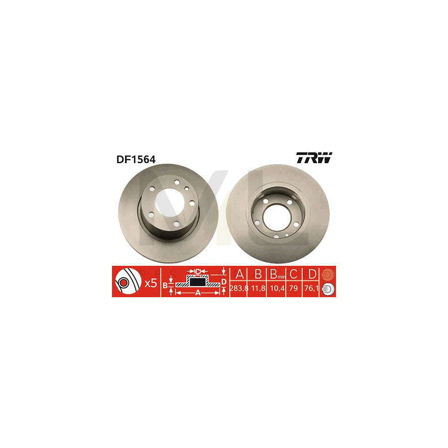TRW DF1564 Brake Disc for BMW 5 Saloon (E28) Solid - 1 piece