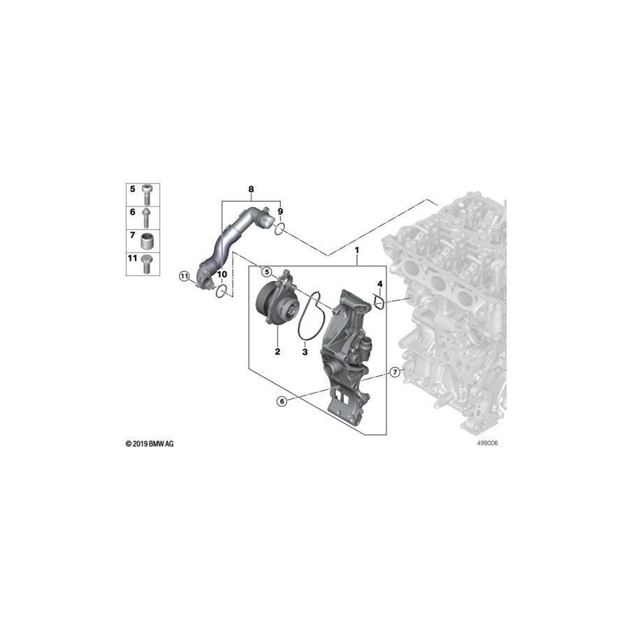 Genuine BMW 11518678905 F55 F44 Water Pump (Inc. X2 20iX, X2 28iX & JCW)