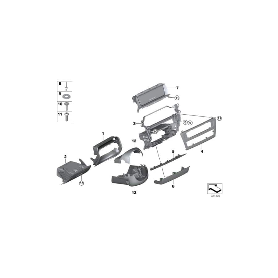 Genuine BMW 51459184822 F25 Cover Panel, Centerstack, Lower Left hand drive (Inc. X3)