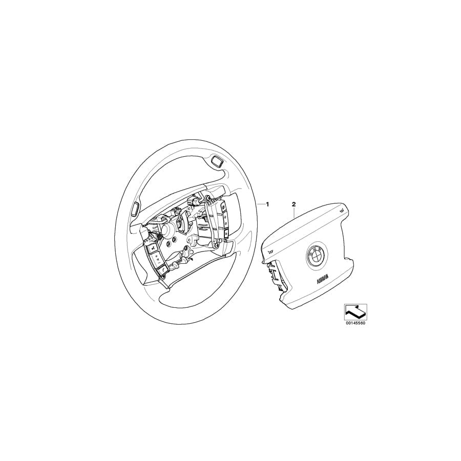 Genuine BMW 32346783502 E66 E67 E65 Leather Steering Wheel GRAU (Inc. 760i, 730Ld & 760Li)