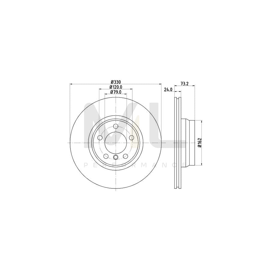 HELLA PRO 8DD 355 119-561 Brake Disc Internally Vented, Coated, without wheel hub, without wheel studs | ML Performance Car Parts