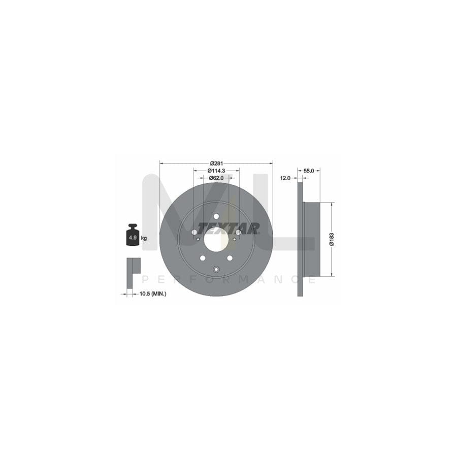 TEXTAR 92162100 Brake Disc for TOYOTA RAV 4 Solid, without wheel hub, without wheel studs - 1 piece