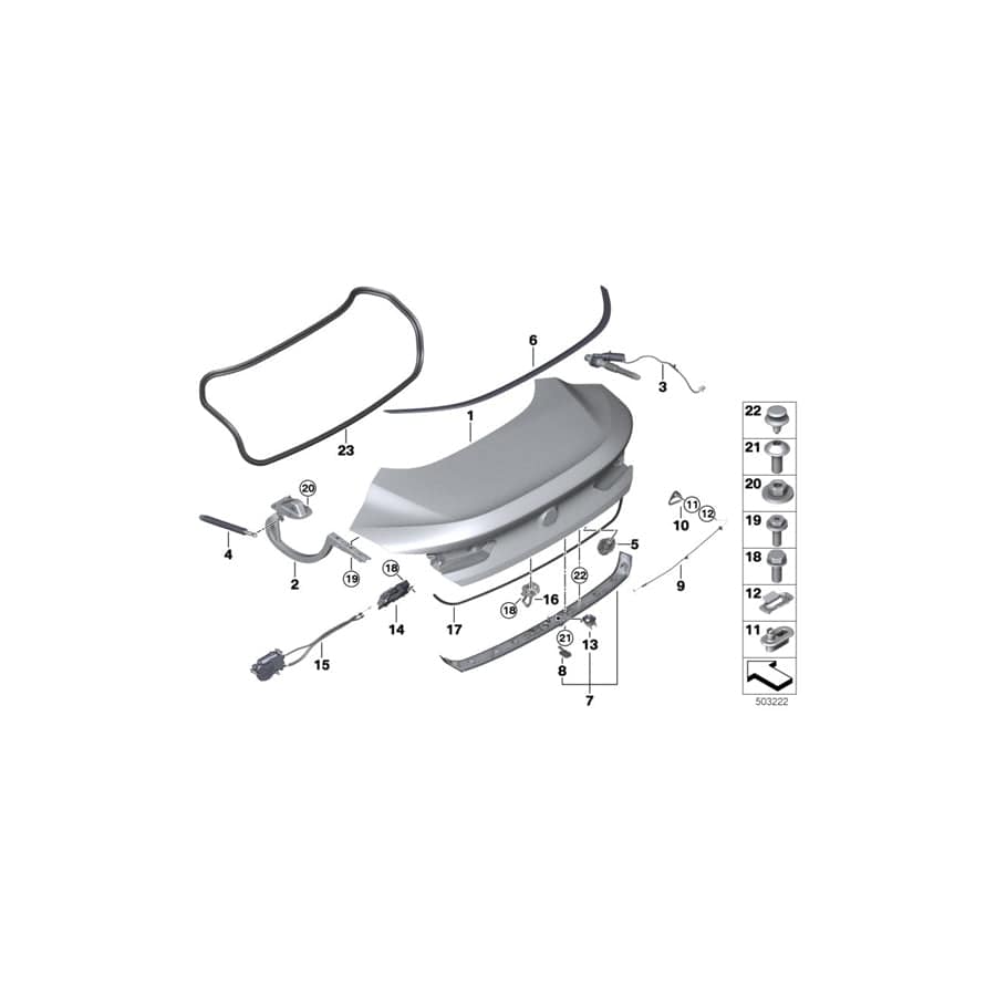 Genuine BMW 51247417235 F92 G15 Support Spring, Trunk Lid (Inc. 840iX, M8 & M850iX)