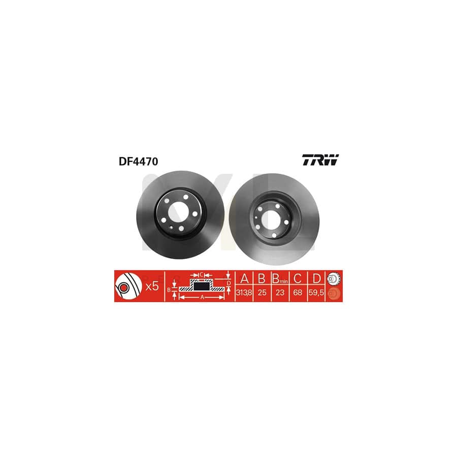 TRW DF4470 Brake Disc for AUDI A6 Vented, Painted, High-carbon - 1 piece