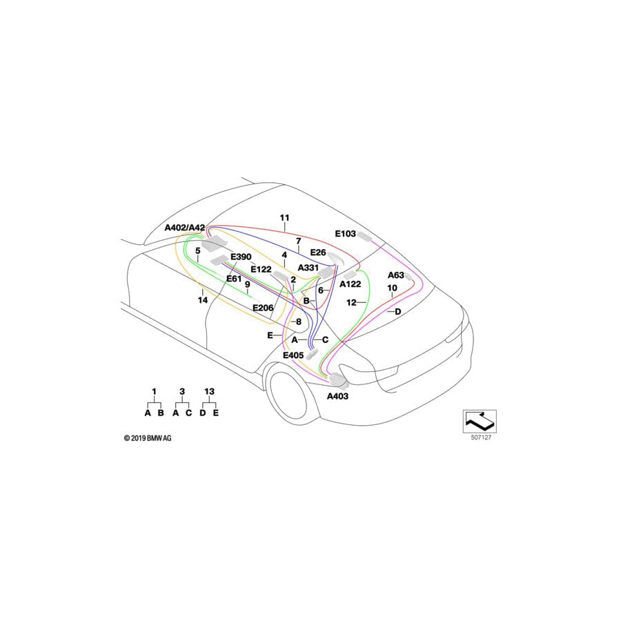 Genuine BMW 61118718723 G20 G21 Antenna Cable, Bluetooth Antenna L= 745mm (Inc. 330dX, 320iX & 320d)