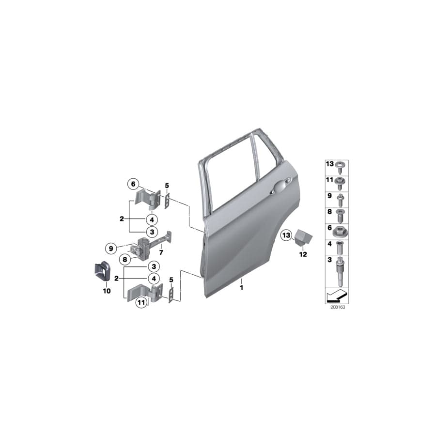 Genuine BMW 41522993113 E84 Left Lower Rear Door Hinge (Inc. X1 35iX, X1 28i & X1 23dX)