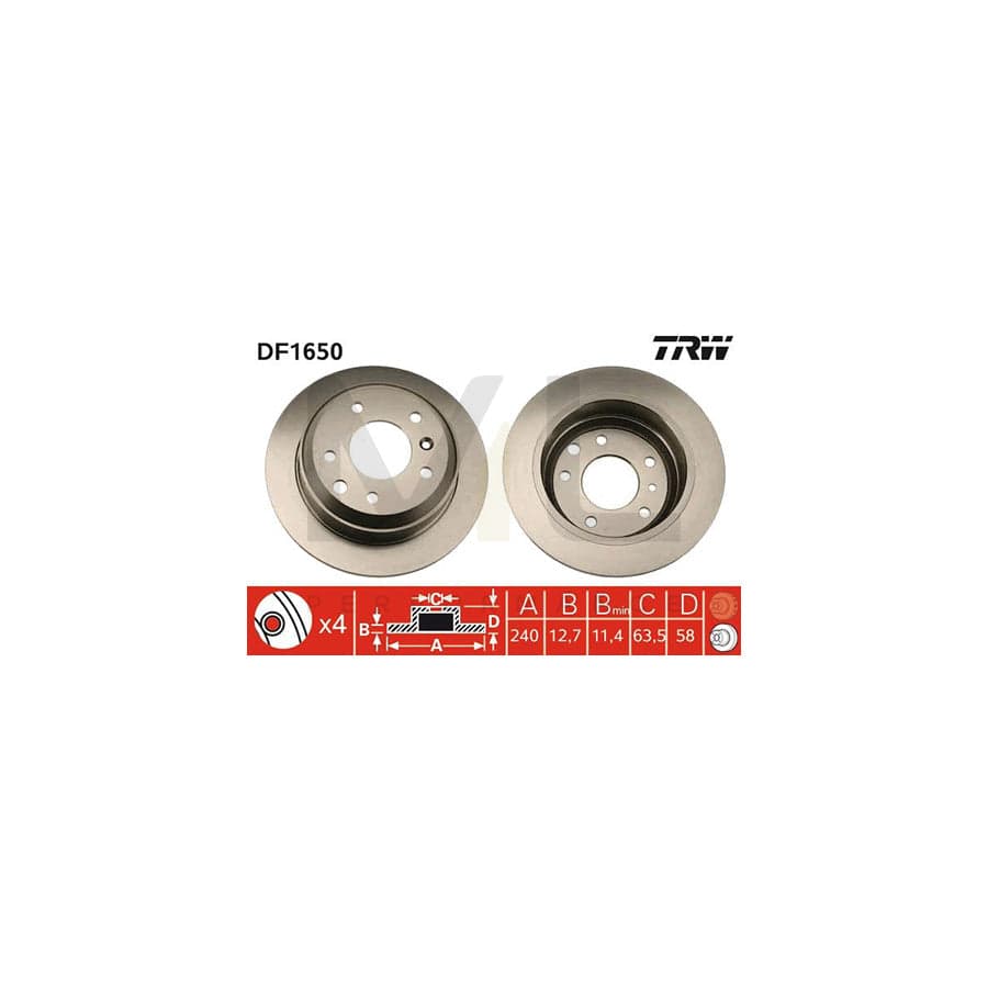 TRW DF1650 Brake Disc for FORD SIERRA Solid, Painted - 1 piece