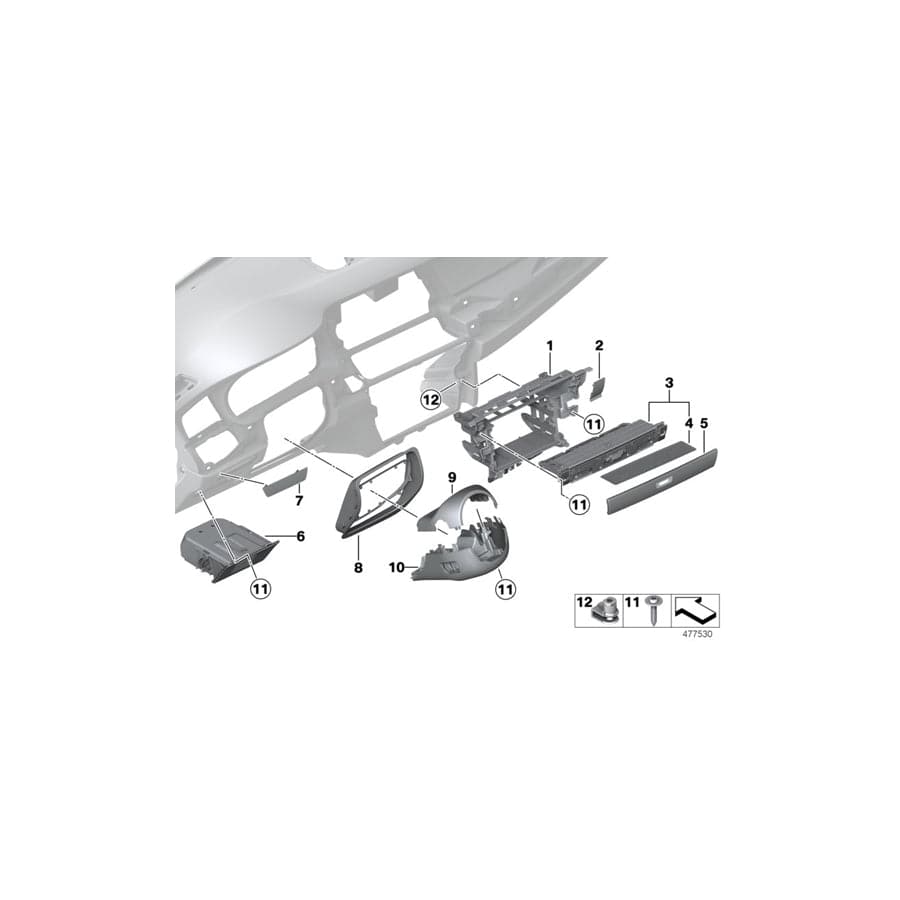 Genuine BMW 51459142619 F07 Insert Mat, Storage Tray On I-Panel, Top (Inc. 528i, 520d & 550iX 4.4)