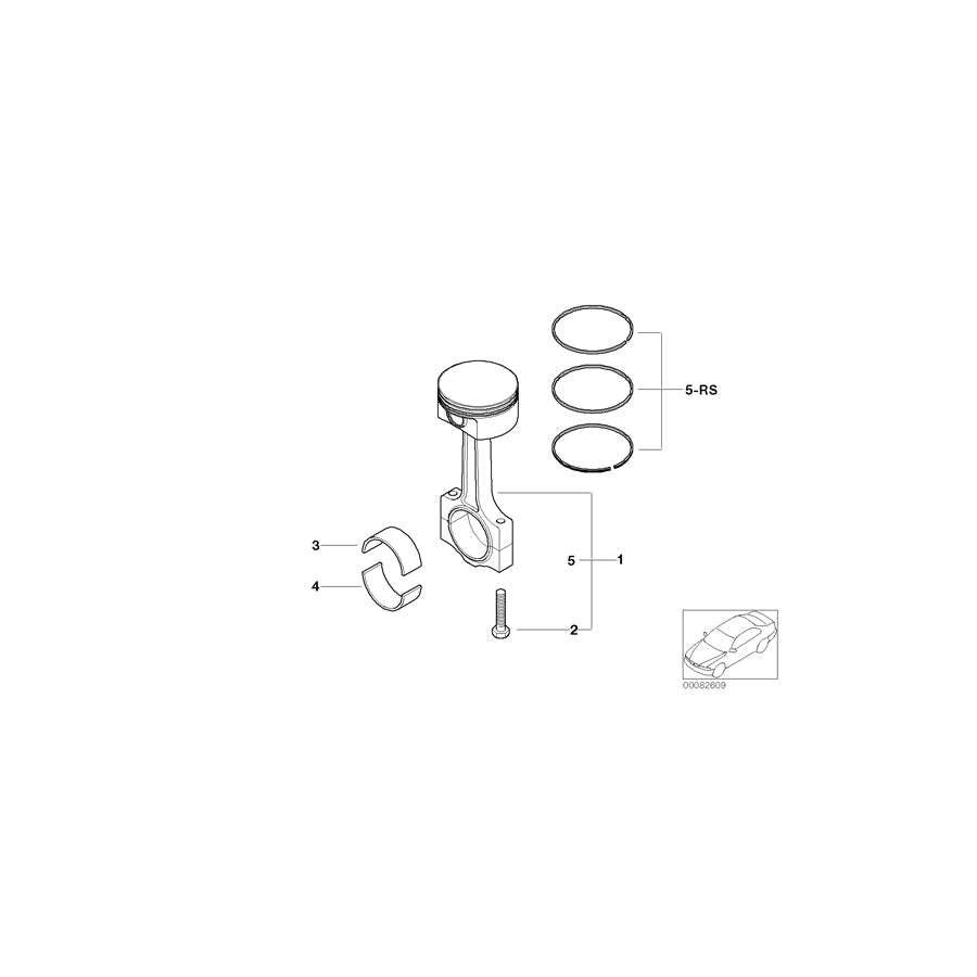 Genuine BMW 11257508554 R50 Set Pistons With Connecting Rod (+0,25) (Inc. One, One 1.6i & Cooper)