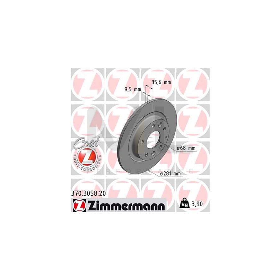ZIMMERMANN COAT Z 370.3058.20 Brake Disc for MAZDA CX-3 (DK) Solid, Coated - 1 piece