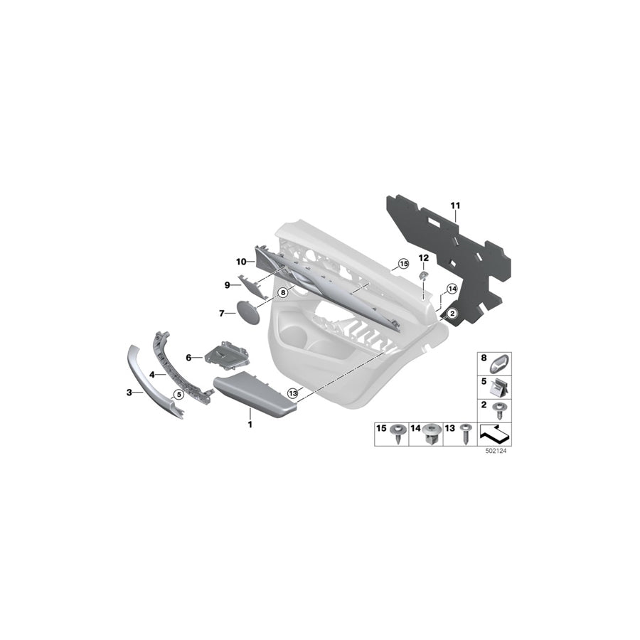 Genuine BMW 51427940379 G01 G02 Door Trim Piece, Rear Left OXID SILBER (Inc. X3 30eX, X3 20i 1.6 & X4 30dX)