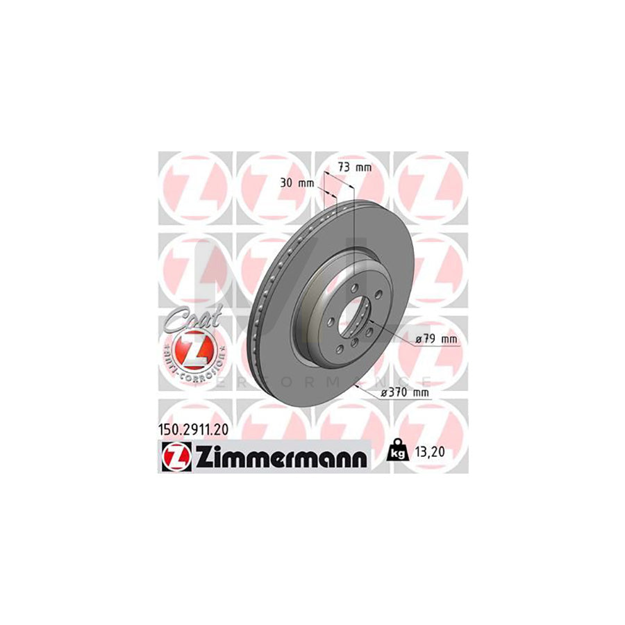 ZIMMERMANN COAT Z 150.2911.20 Brake Disc Internally Vented, Coated, High-carbon - 1 piece