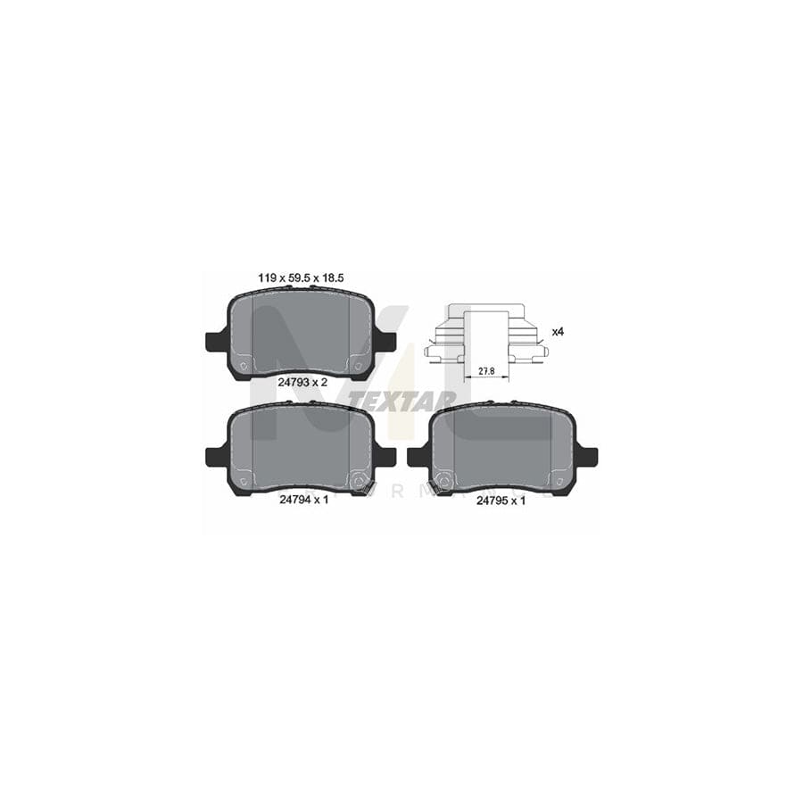 TEXTAR 2479301 Brake pad set with acoustic wear warning