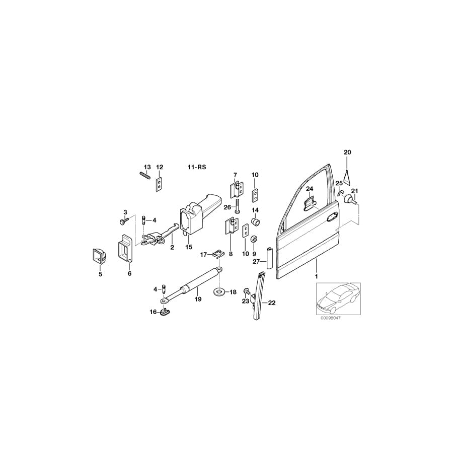 Genuine BMW 41518184166 E38 Right Upper Front Door Hinge (Inc. 728i, 730iL & 725tds)