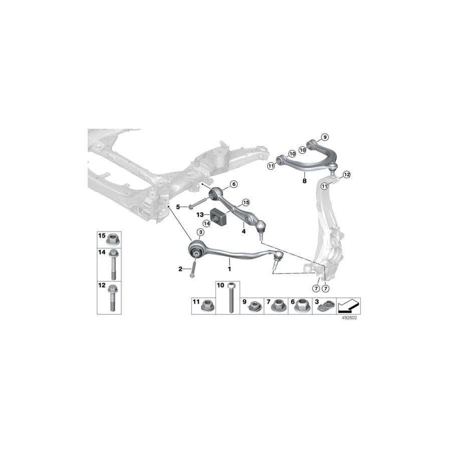 Genuine BMW 31106889156 G05 G06 Wishbone With Rubber Mount Top Right (Inc. X6 M50iX, X6 M50dX & X5 M50dX)