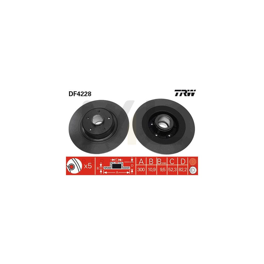 TRW DF4228 Brake Disc for RENAULT Vel Satis Solid, Painted - 1 piece