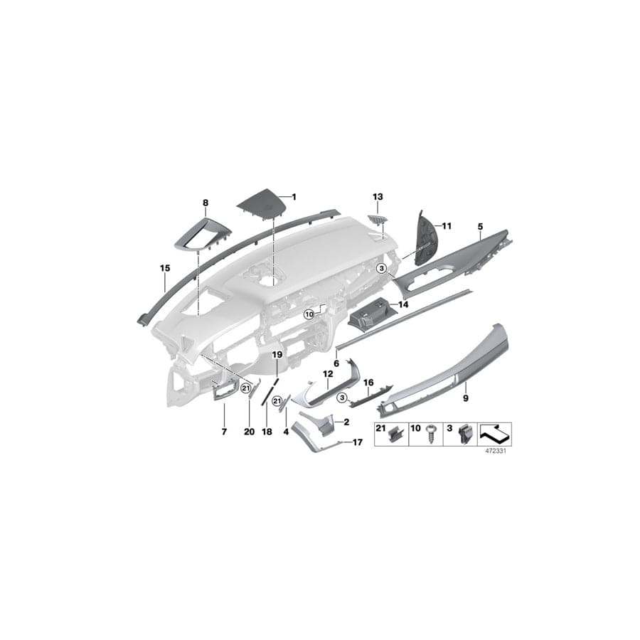 Genuine BMW 51459288853 F15 F16 Trim Cover For Lighting Switch Center CANBERRABEIGE (Inc. X6 35iX, X5 25dX & X5 28iX)