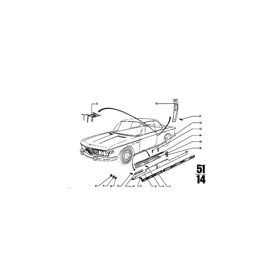 Genuine BMW 51131810778 Covering Column Rear Right (Inc. 3.0CS, 2.5CS & 3.0CSi)