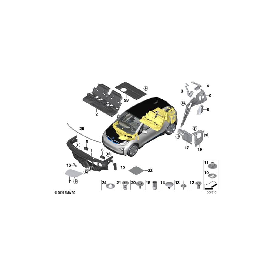 Genuine BMW 51487277237 Sound Insulation Belt Retractor Rear Le (Inc. i3 94Ah Rex, i3 60Ah & i3s 94Ah Rex)