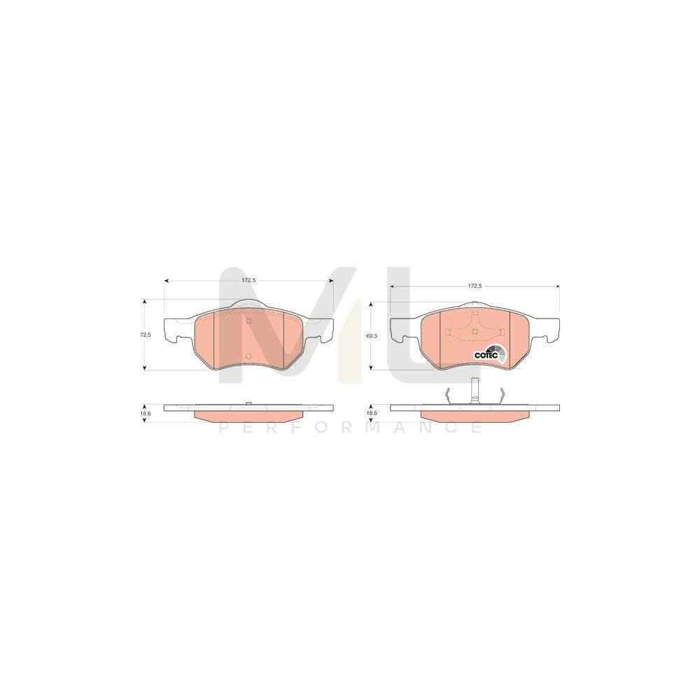 TRW Cotec Gdb4128 Brake Pad Set Not Prepared For Wear Indicator