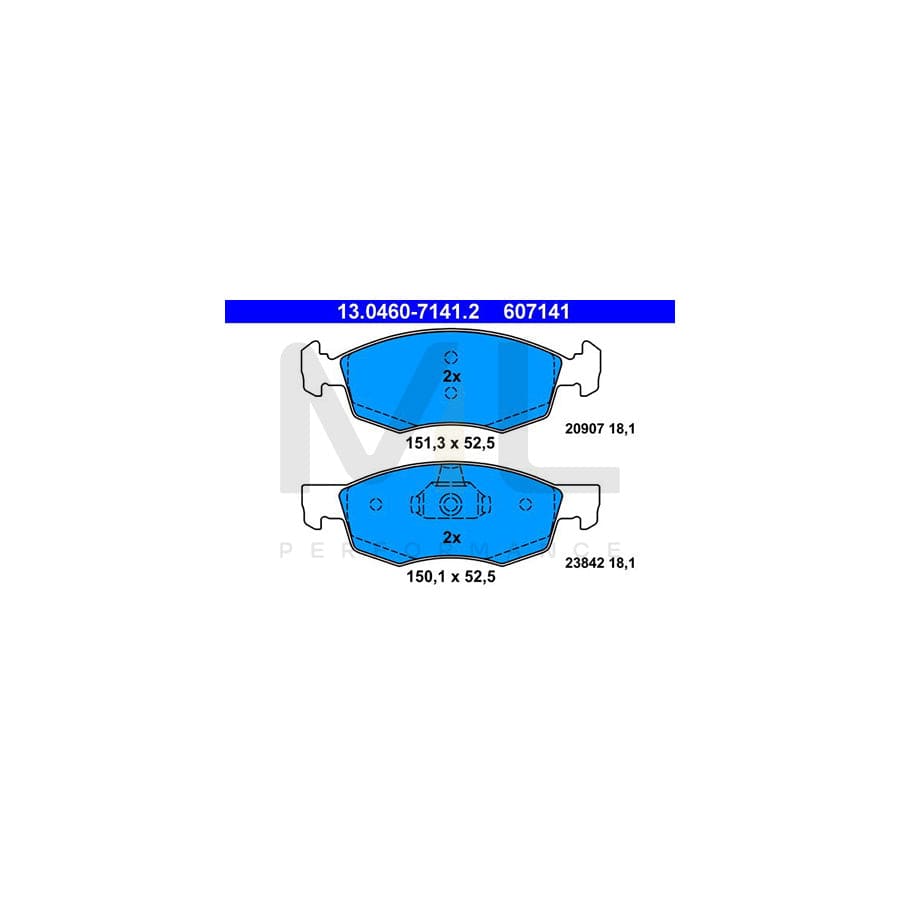 ATE 13.0460-7141.2 Brake pad set for FIAT DOBLO excl. wear warning contact, not prepared for wear indicator