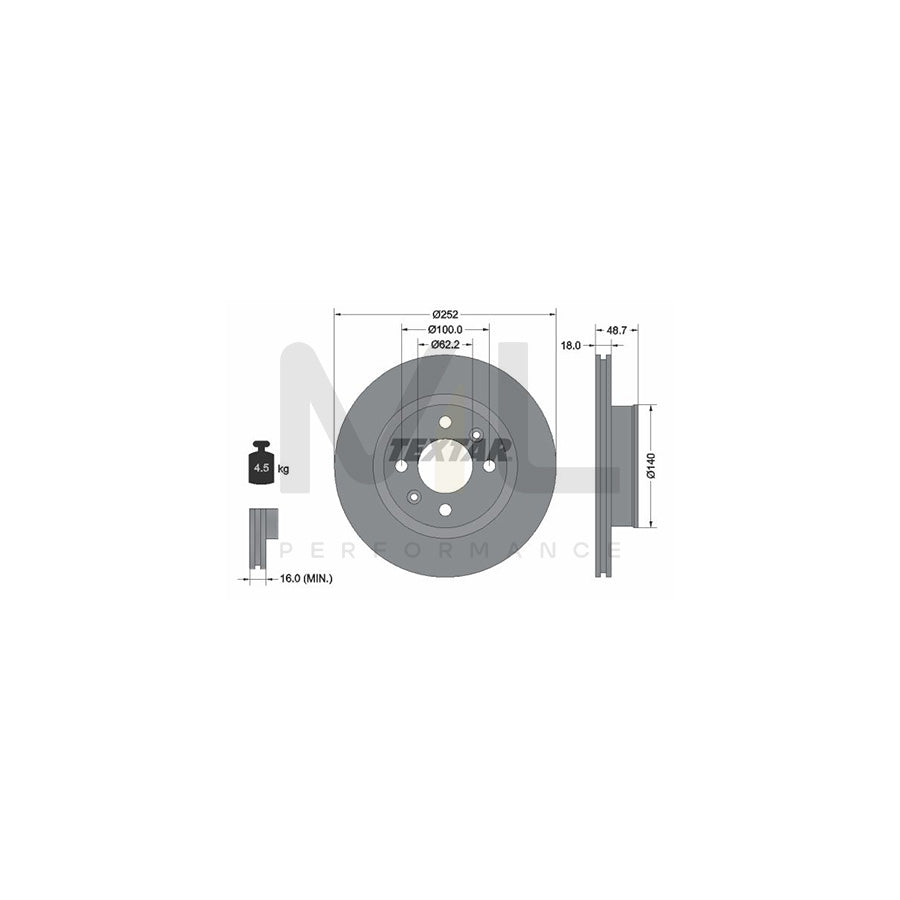 TEXTAR 92196503 Brake Disc Internally Vented, Coated, without wheel hub, without wheel studs - 1 piece