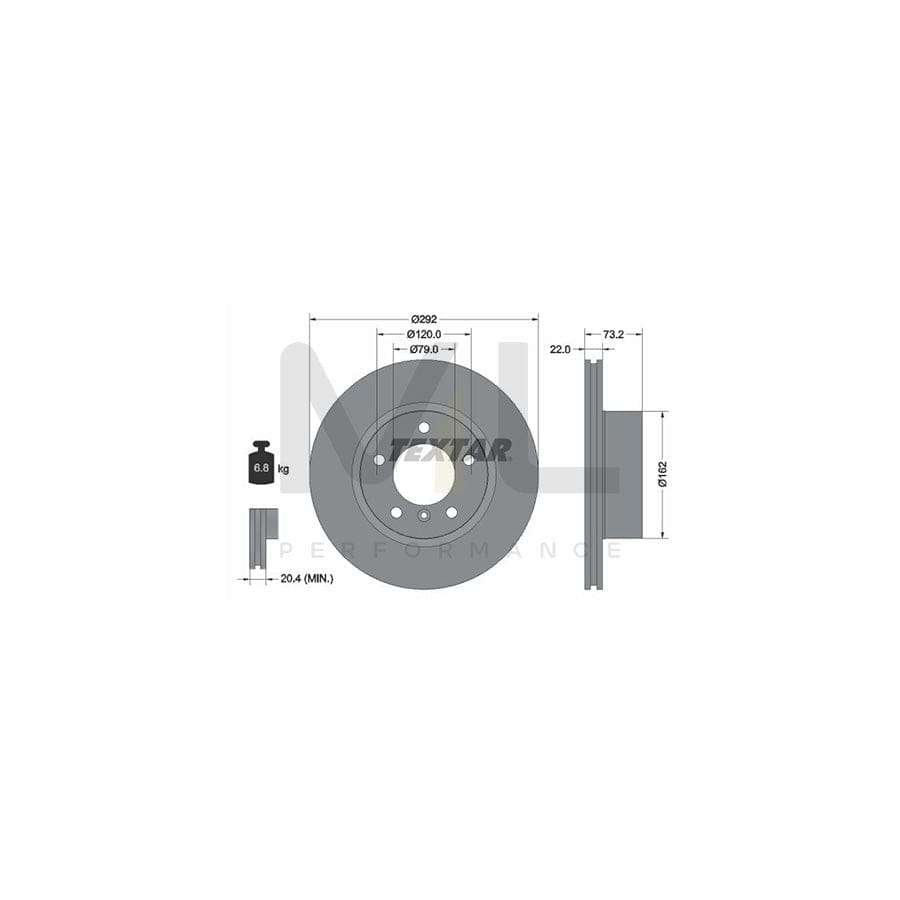 TEXTAR 92132800 Brake Disc Internally Vented, without wheel hub, without wheel studs - 1 piece