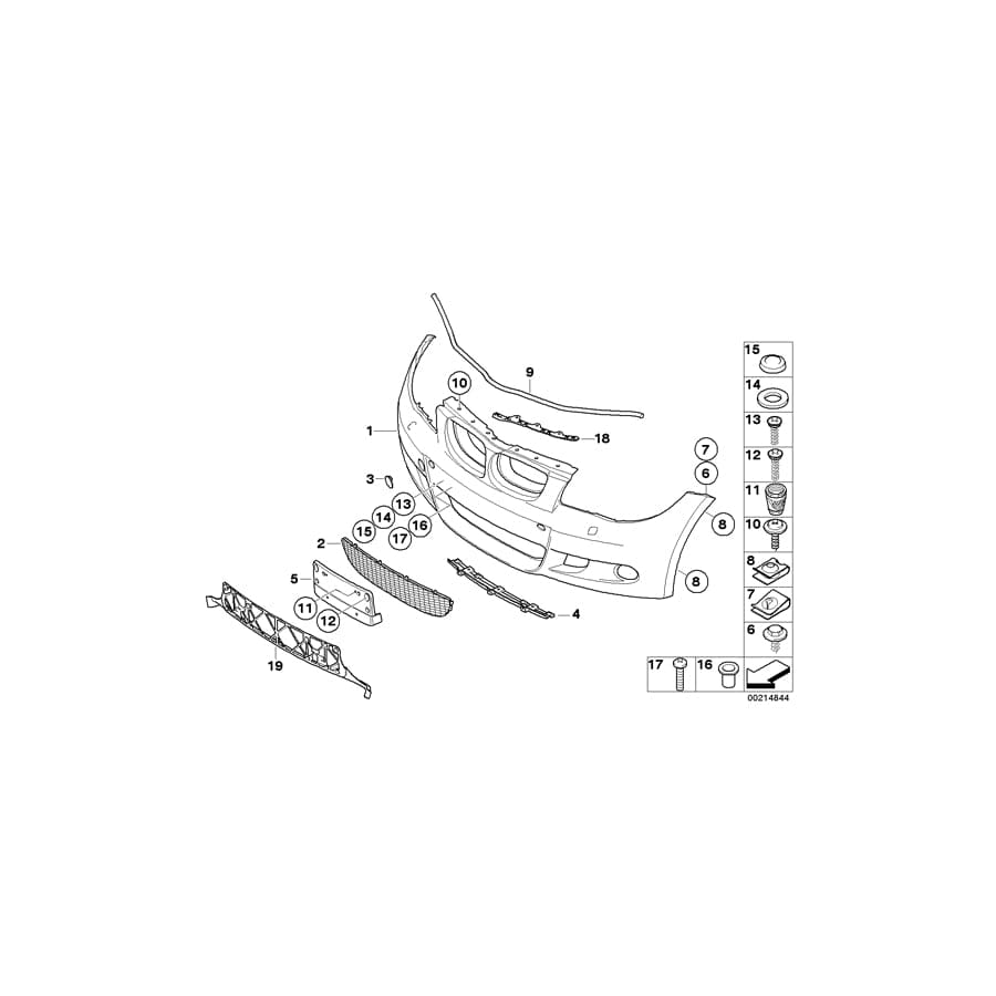 Genuine BMW 51117837420 E81 E87 Trim Cover, Bumper, Primed, Front -M- (Inc. 120i, 120d & 116d)