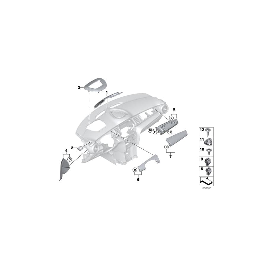 Genuine BMW Mini 51459262363 F56 Trim Panel, I-Panel, Outer Left (Inc. One First, Cooper S & Cooper D)