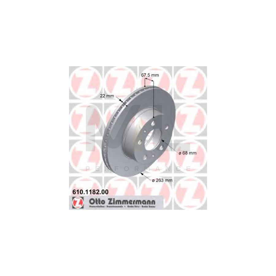 ZIMMERMANN 610.1182.00 Brake Disc Internally Vented - 1 piece