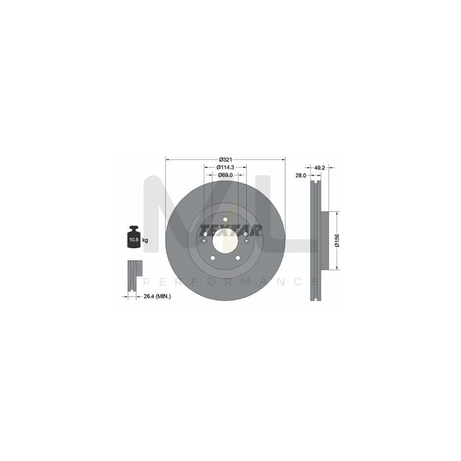 TEXTAR 92242903 Brake Disc Internally Vented, Coated, without wheel hub, without wheel studs - 1 piece