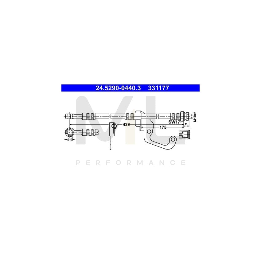 ATE 24.5290-0440.3 Brake Hose for HYUNDAI Galloper II 439mm, M10x1