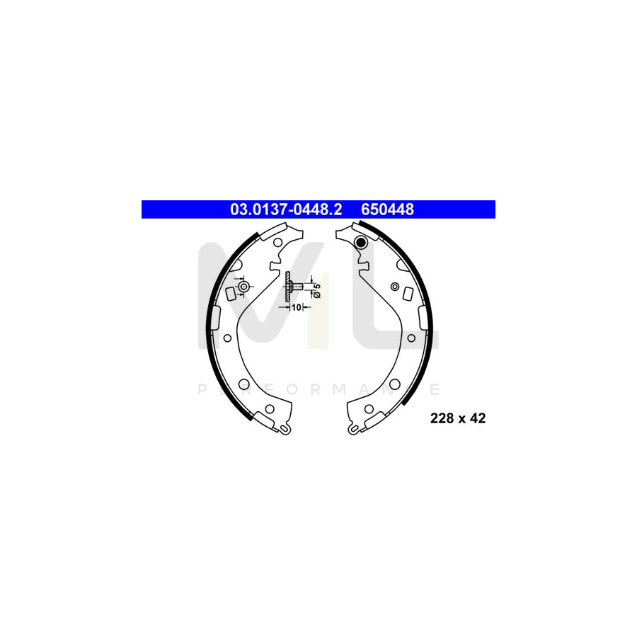 ATE 03.0137-0448.2 Brake Shoe Set for TOYOTA RAV4 II Off-Road (XA20) without lever