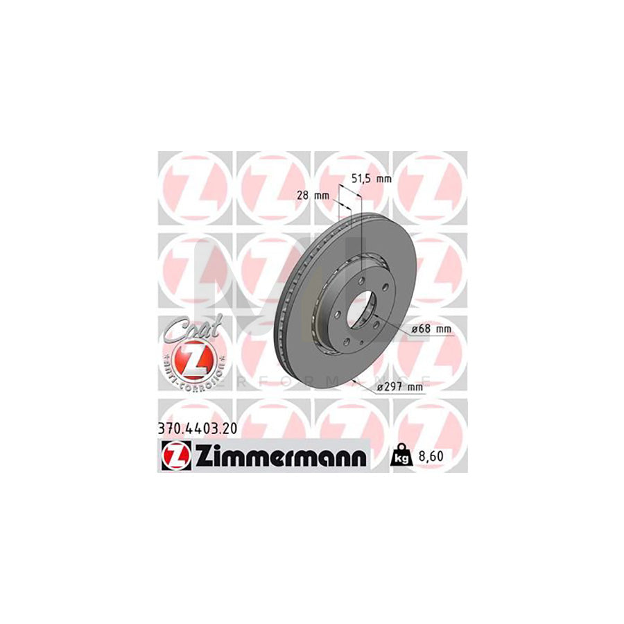 ZIMMERMANN 370.4403.20 Brake Disc for MAZDA CX-5 Externally Vented, Coated - 1 piece