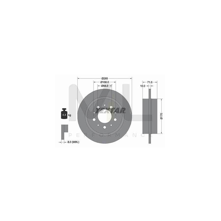 TEXTAR 92097800 Brake Disc Solid, without wheel hub, without wheel studs - 1 piece