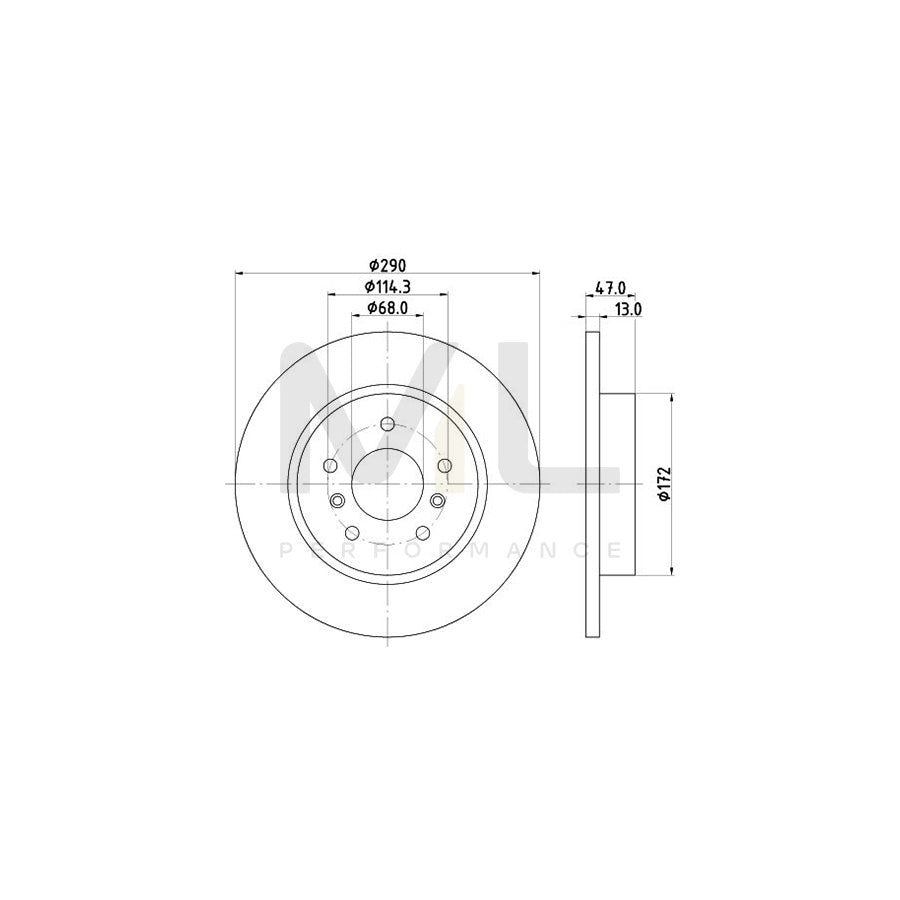 HELLA PRO 8DD 355 122-771 Brake Disc Solid, Coated, without wheel hub, without wheel studs | ML Performance Car Parts