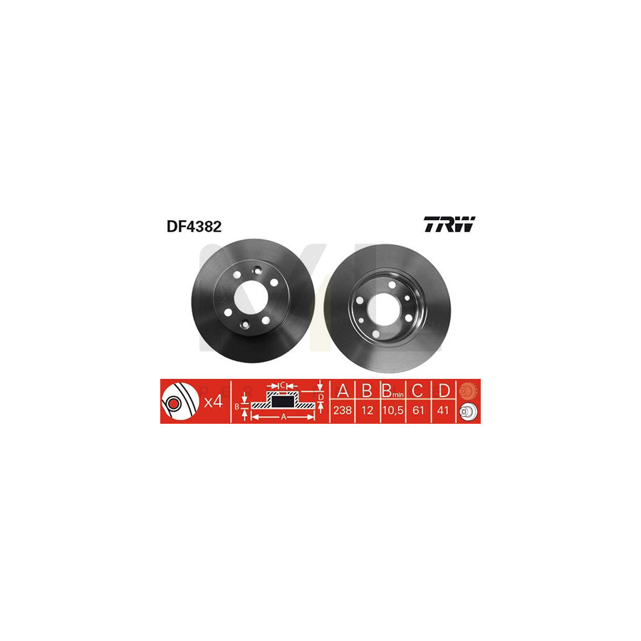 TRW DF4382 Brake Disc Solid - 1 piece