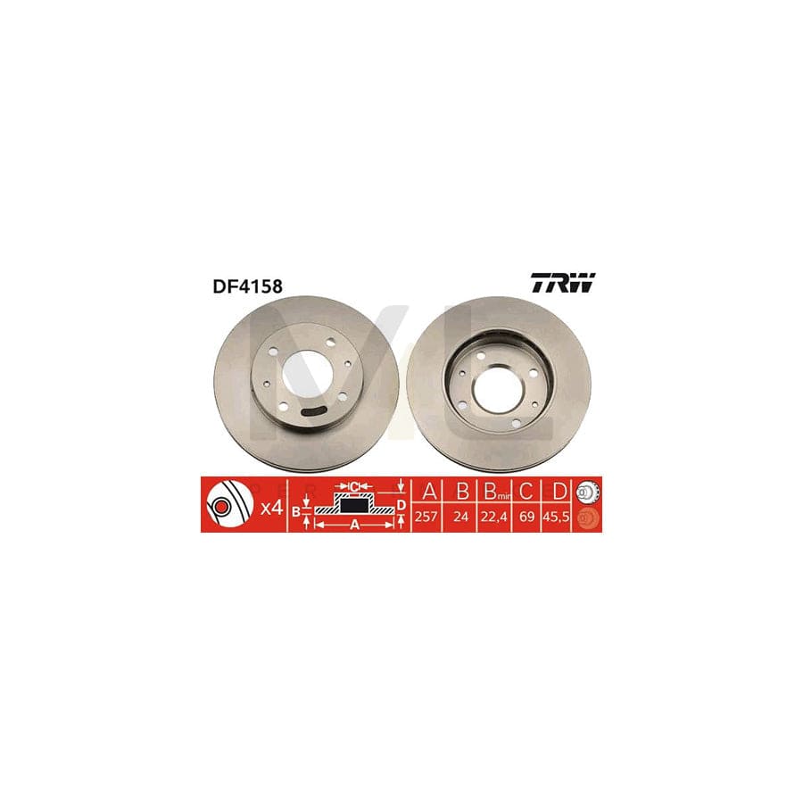 TRW DF4158 Brake Disc Vented, Painted - 1 piece