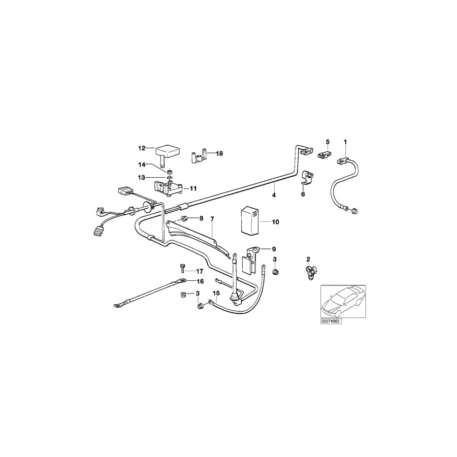 Genuine BMW 12421714335 E34 E32 Cable Starter B+ (Inc. 735iL)