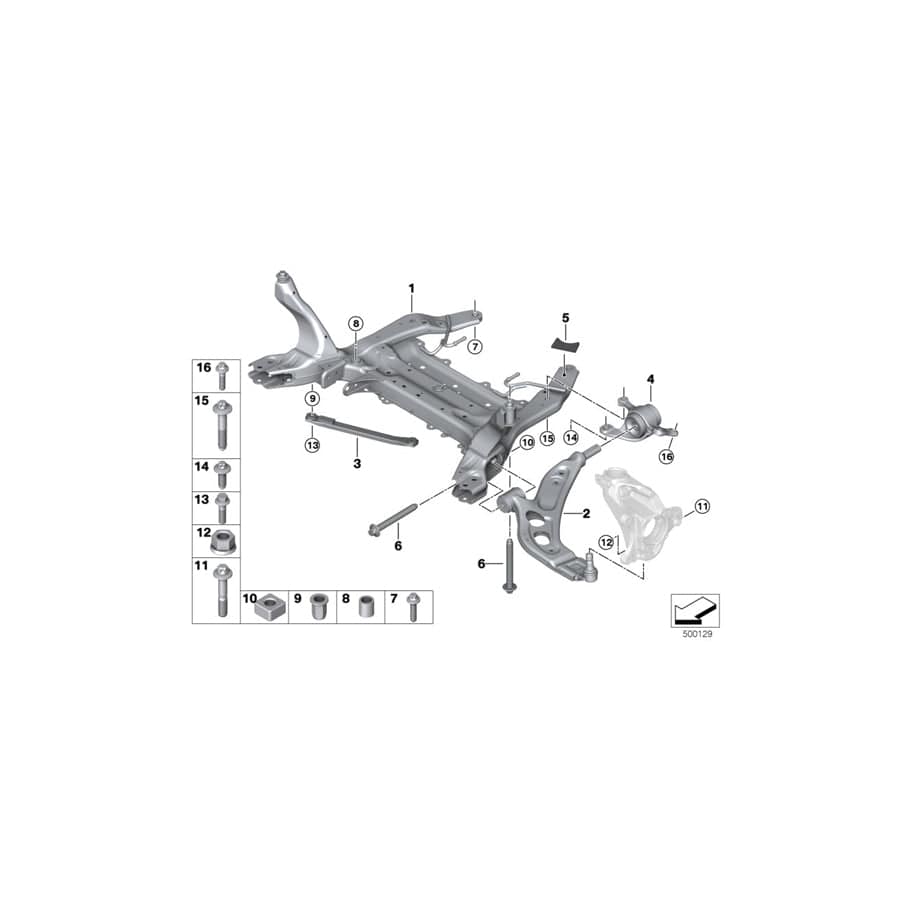 Genuine BMW Mini 31116872729 F48 Front Axle Support (Inc. X1 18dX, Cooper SD ALL4 & Cooper ALL4)