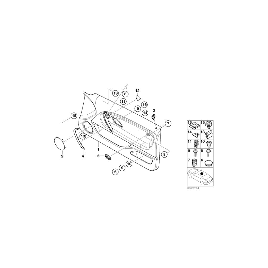 Genuine BMW 51417004563 E46 Door Trim Panel Left GRAU (Inc. 320td, 325ti & 318td)