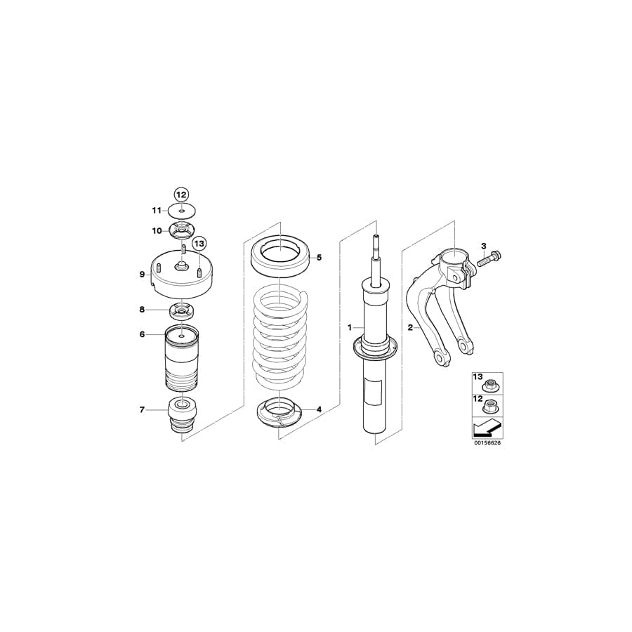Genuine BMW 31316781919 E70 Spring Strut, Front (Inc. X5 3.0si)