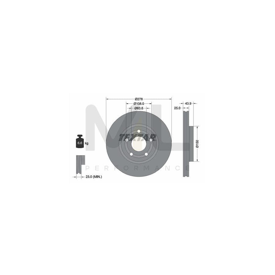 TEXTAR 92327503 Brake Disc for FORD Puma Off-Road Internally Vented, Coated, without wheel hub, without wheel studs - 1 piece