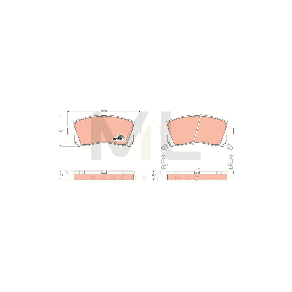 TRW Cotec Gdb3217 Brake Pad Set With Acoustic Wear Warning, With Accessories